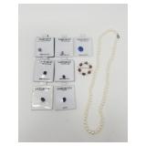 Semi-precious stones, pearl necklace, pearl and