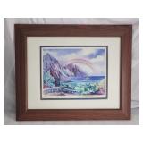 1995 Hawaii hand signed print "Rainbow over Pali"