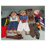 Box of misc. ties, vintage hats, dolls, etc.