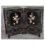 Pair of Asian hand painted cabinets with
