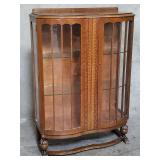 Vintage carved oak display cabinet