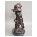 Carl Kauba patinated bronze Native American figure