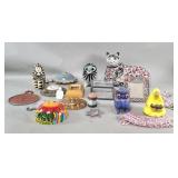 Ceramic figure, trinket box & Matryoshka dolls