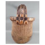 Antique Chinese rattan and wood rice harvesting