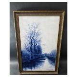 Vintage blue and white Ceramic tile
