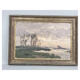 Antique oil on board painting