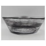 Kosta Boda "Mine" smoky black swirl glass bowl b
