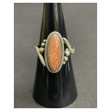Sterling silver ring with orange druzy quartz