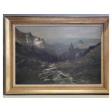 Romanticism-style oil on canvas landscape painting