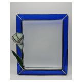 Stained glass picture frame with calla lily motif