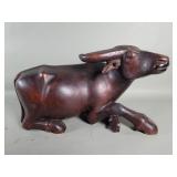 Vintage carved wood water buffalo sculpture
