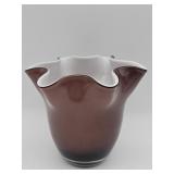 Vintage hand-blown brown and white cased glass