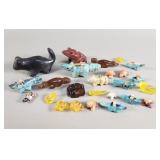 Group of vintage stone and resin animal figurines
