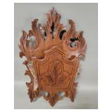 Antique Victorian walnut and fabric wall pocket