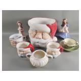 Box of porcelain and ceramic bowls, figurines, etc