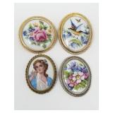 Limoges porcelain brooches