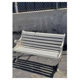 Wrought iron and wood patio bench
