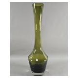 Vintage olive green hand-blown bottle-form art