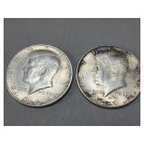 Pair of 1964-D Kennedy half dollar coins