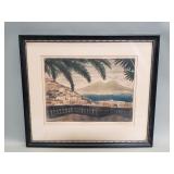 Vintage signed Bela Sziklay "Napoi-Vesuvis" hand