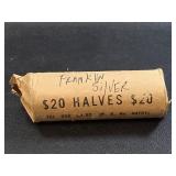 Roll of 40 circulated Franklin silver half dollar