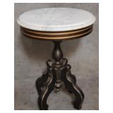 Victorian-style round accent table with marble top