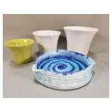 Group of pottery bowl and planters