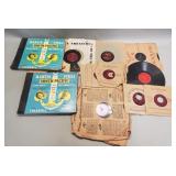 Box of 78rpm and 45rpm records