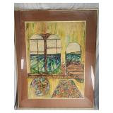 Vintage hand painted watercolor mosaic style