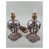 Pair of Elkington & Co. brass cherub figural