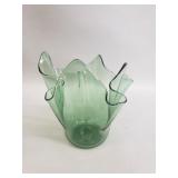Vintage hand blown art glass handkerchief vase