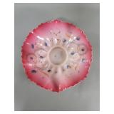 Antique Victorian ruffled pink cased glass