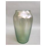 Vintage iridescent green art glass vase