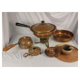7 vintage copper items: sombrero ring holder