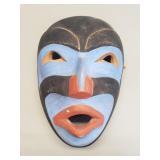 Vintage hand painted carved wood wall mask
