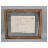 Framed handwritten Revolutionary War pay order