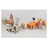 Group of vintage hand painted carved wood animal