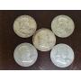 5 Franklin silver half dollar coins; 1951-S,
