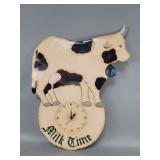 Quartz 'Milk Time' metal cow wall clock