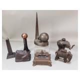 Vintage metal Prudential rock bank, trinket box &