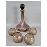 Bohemian glass nautical decanter with 4 matching