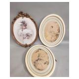Three framed prints