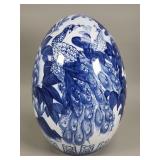 Asian blue and white porcelain egg decoration