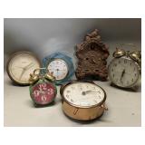 Six vintage alarm clocks