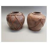 Pair of rustic pottery vessels