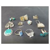Sterling silver earrings, pendants, and rings
