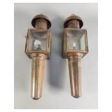 Pair of vintage brass carriage lanterns