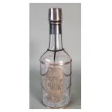 Antique silver overlay glass decanter decanter