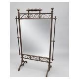 Vintage metal-framed mirrored fireplace screen