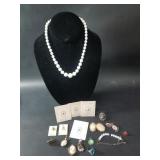 Sterling silver cameo brooches and jewelry